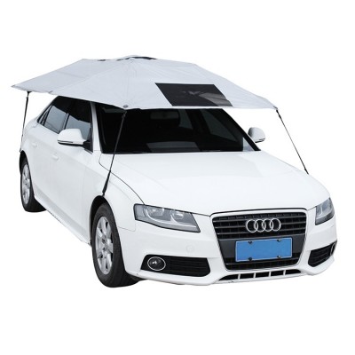 SUNCLOSE Hail Protection Folding Garage Cover Silver Retractable Manual Car Umbrella