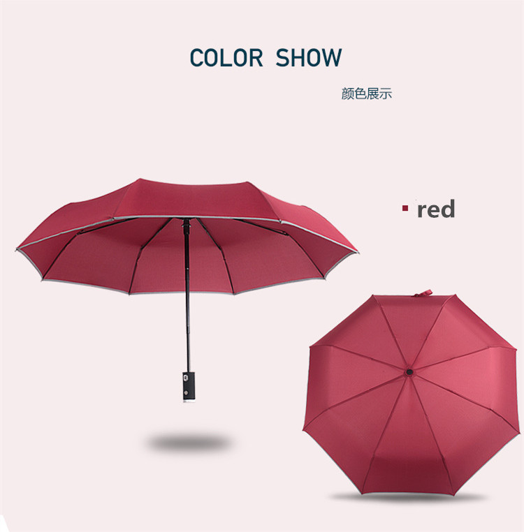 112cm Large Foldable Pure Color Led Light Umbrella Rain 3 Folds Cute Umbrella